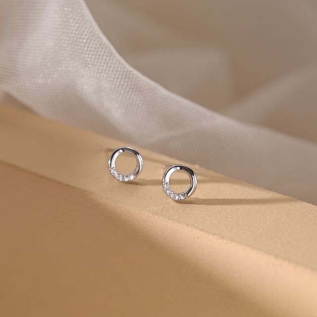 Sterling Designs) Earring Geometric Rhinestone Silver (Various Stud