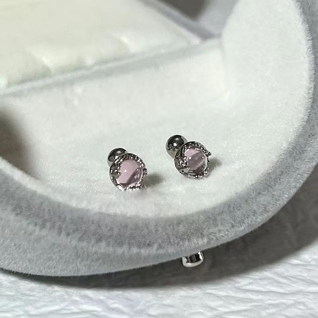 Sterling Gemstone Barbell Silver Earring Faux