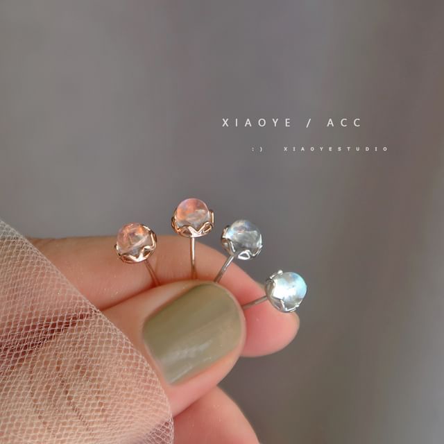 Stud Sterling Earring Silver Gemstone Faux