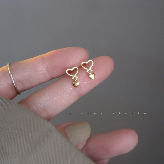 Drop Silver Heart Earring Sterling