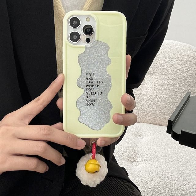 Lettering Case Phone Pom Bell