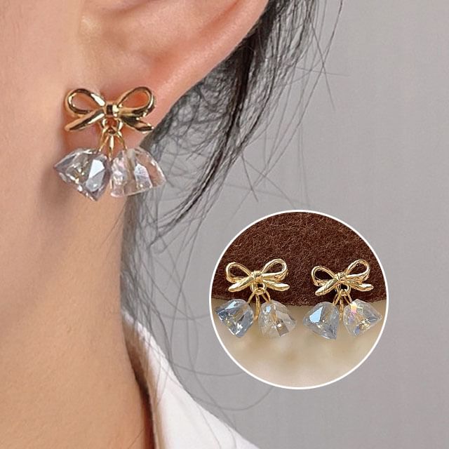 Faux Drop Clip-On Earring Bow Crystal