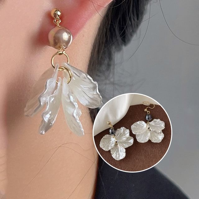 Clip-On Earring Floral Drop