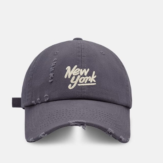 Embroidered Lettering Cap Distressed Baseball