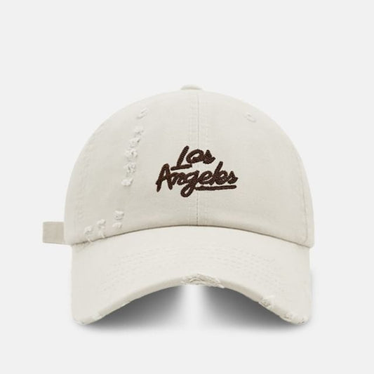 Embroidered Lettering Baseball Distressed Cap