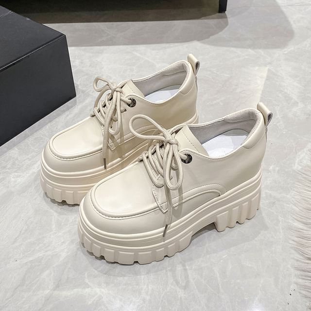 Derby Lace-Up Platform Chunky Shoes Heel
