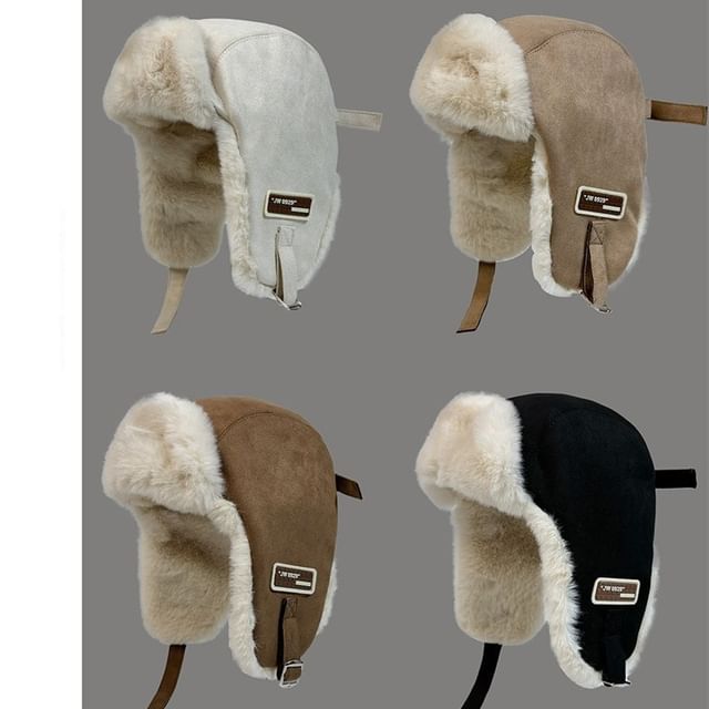 Hat Trapper Suede Fleece-Lined Faux