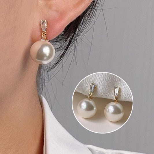 Alloy Rhinestone Earring Drop Faux Pearl