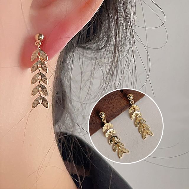 Dangle Leaf Earring Alloy