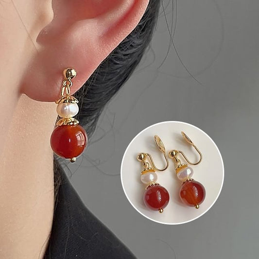 Bead Drop Pearl Freshwater Earring Alloy Agate