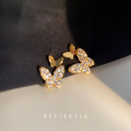 Alloy Cuff Rhinestone Ear Butterfly
