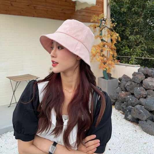 Bucket Jacquard Heart Hat