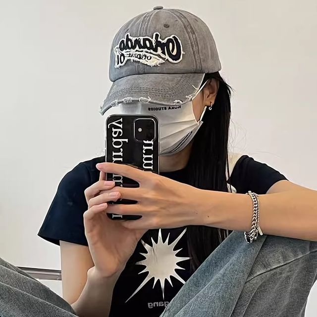 Distressed Applique Cap Lettering Baseball