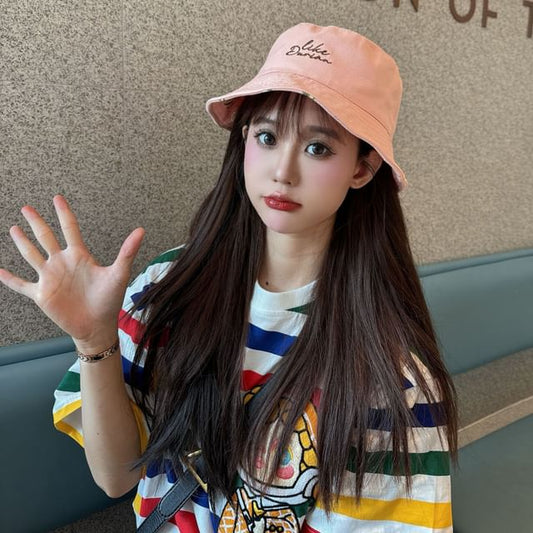 Hat Embroidered Bucket Lettering Reversible