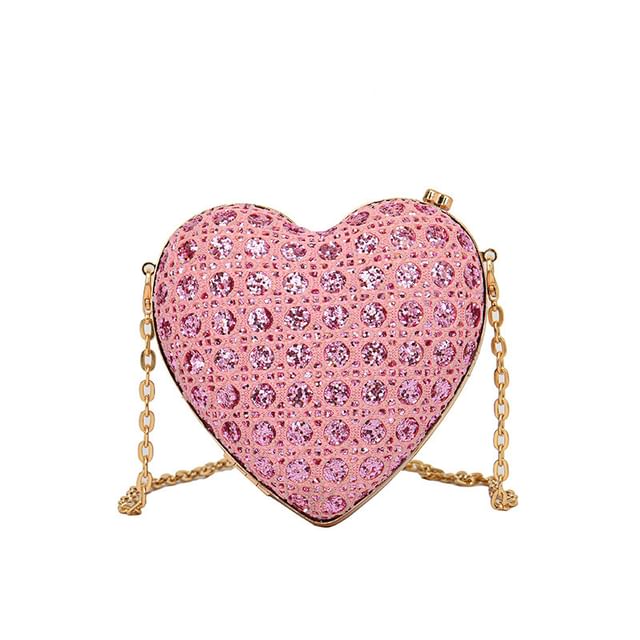 Heart Rhinestone Crossbody Bag