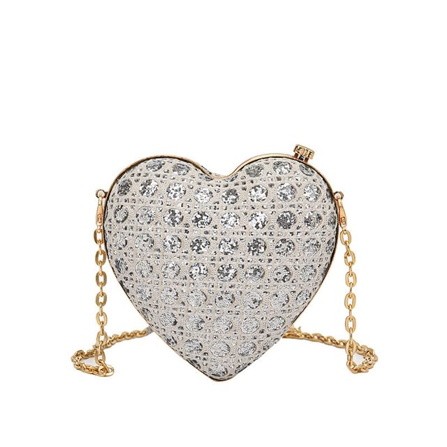 Heart Rhinestone Crossbody Bag
