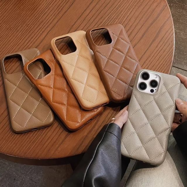 Phone Quilted Case Faux Leather