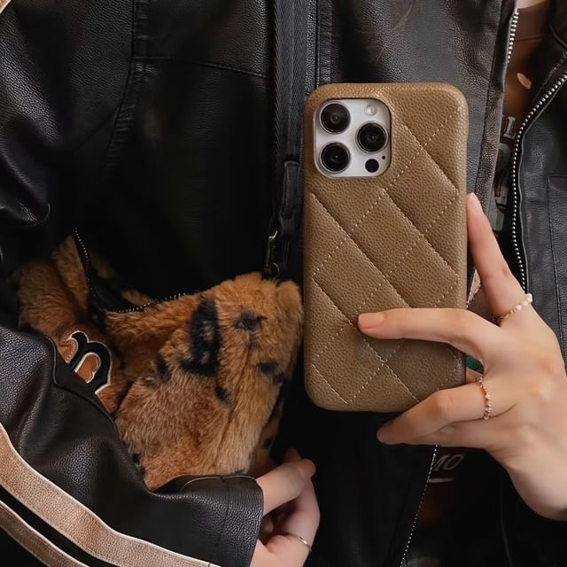 Phone Quilted Case Faux Leather