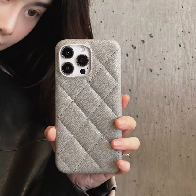 Phone Quilted Case Faux Leather