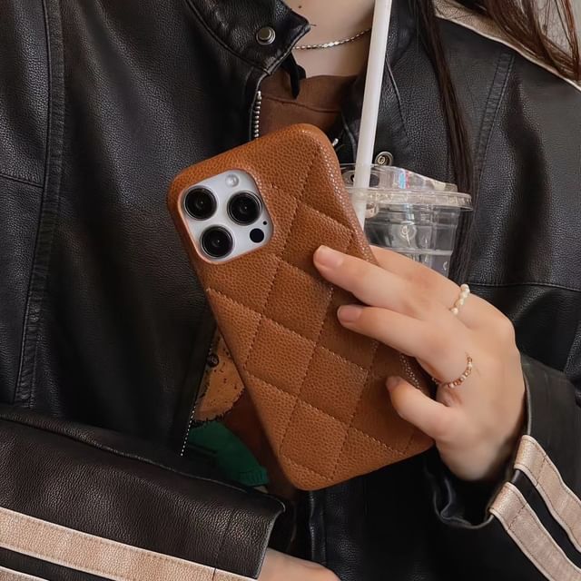 Phone Quilted Case Faux Leather