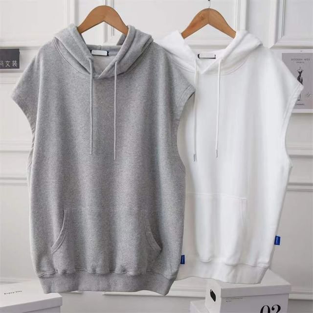 Sleeveless Plain Hoodie