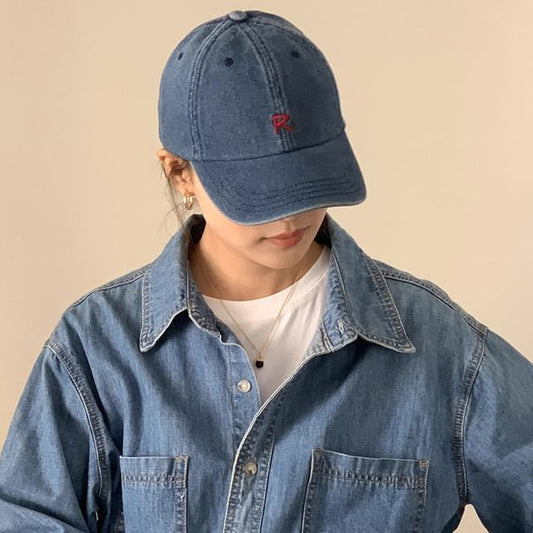 Baseball Denim Washed Cap Lettering