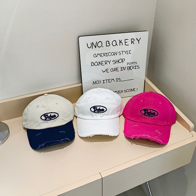 Lettering Distressed Cap Applique Baseball