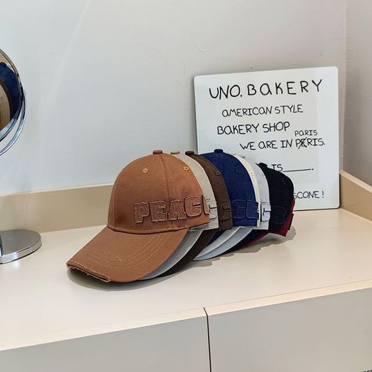 Distressed Applique Lettering Baseball Cap