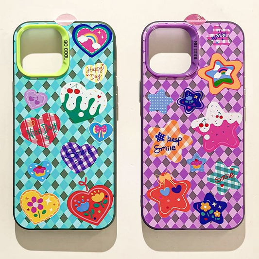 Argyle / Heart Star Case Phone