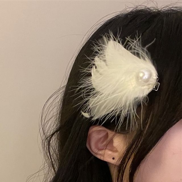 Faux Feather Hair Pearl 2: Set of Clip