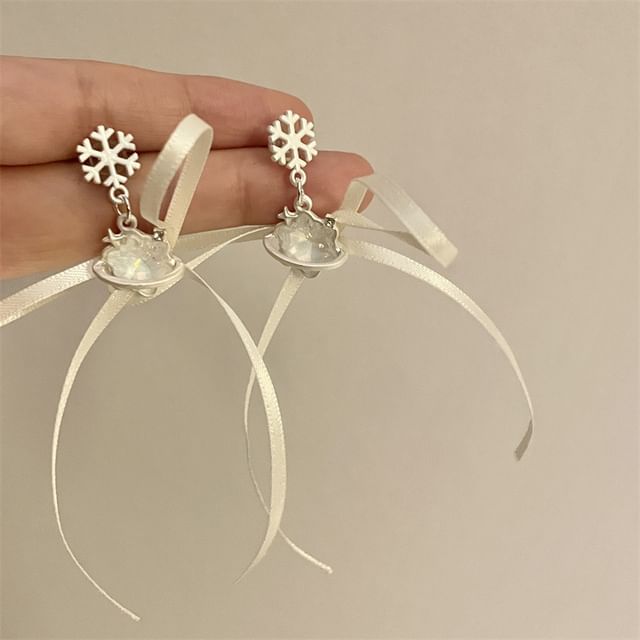 Earring Snowflake Drop Ribbon Choker /