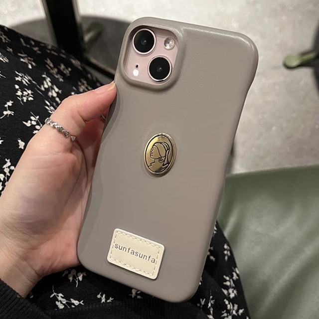 Faux Metal Case Leather Phone Plate