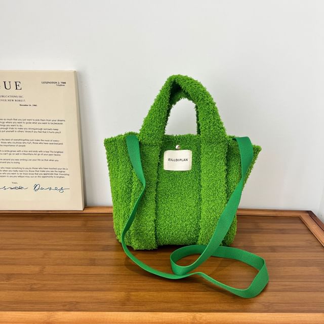Fluffy Handle Crossbody Top Bag