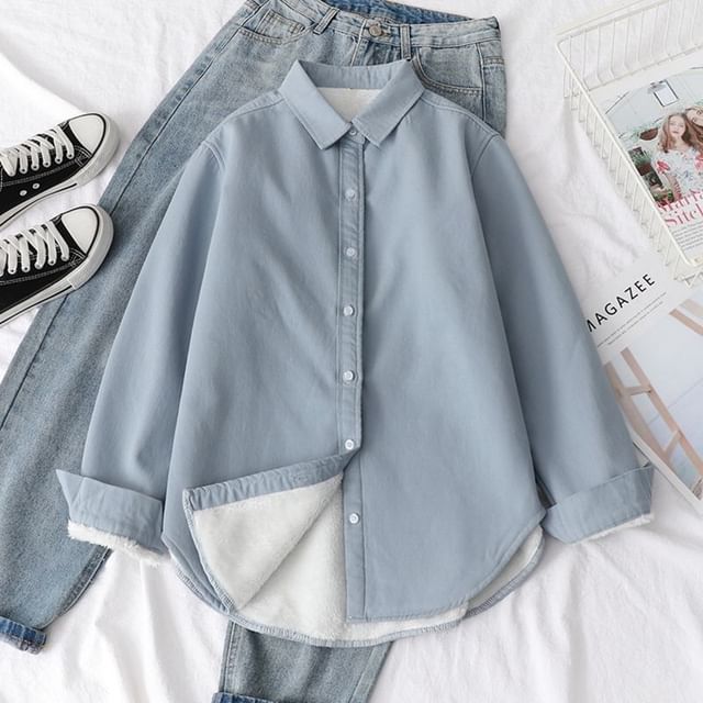 Plain Shacket Collared
