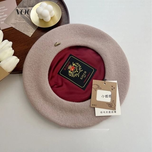 Beret Metal Plate Wool Hat
