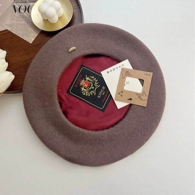 Beret Metal Plate Wool Hat