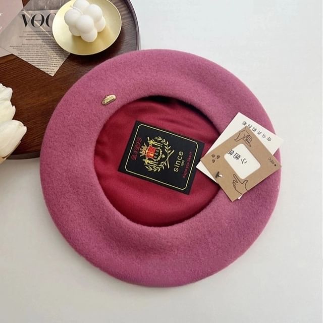 Beret Metal Plate Wool Hat