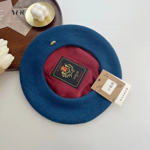 Beret Metal Plate Wool Hat