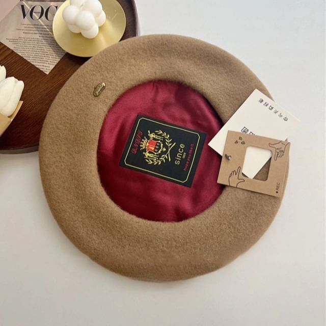Beret Metal Plate Wool Hat