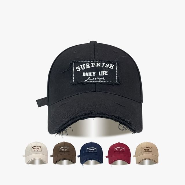 Applique Distressed Baseball Lettering Cap