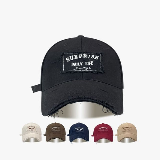 Applique Distressed Baseball Lettering Cap