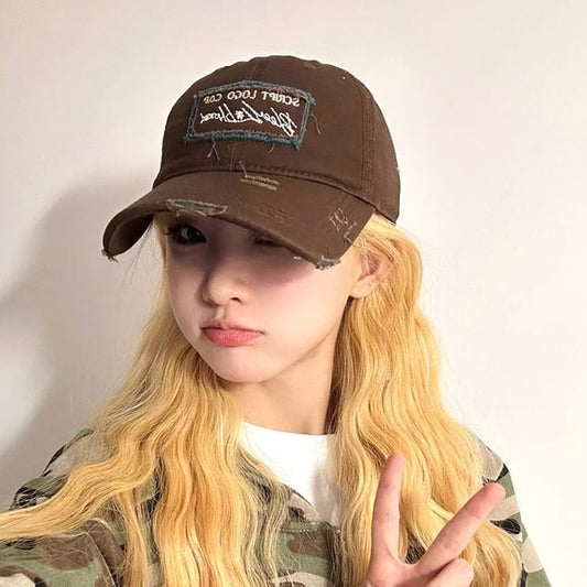 Baseball Applique Distressed Cap Lettering