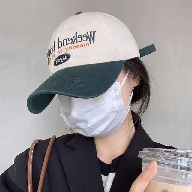 Cap Two Lettering Tone Baseball Embroidered