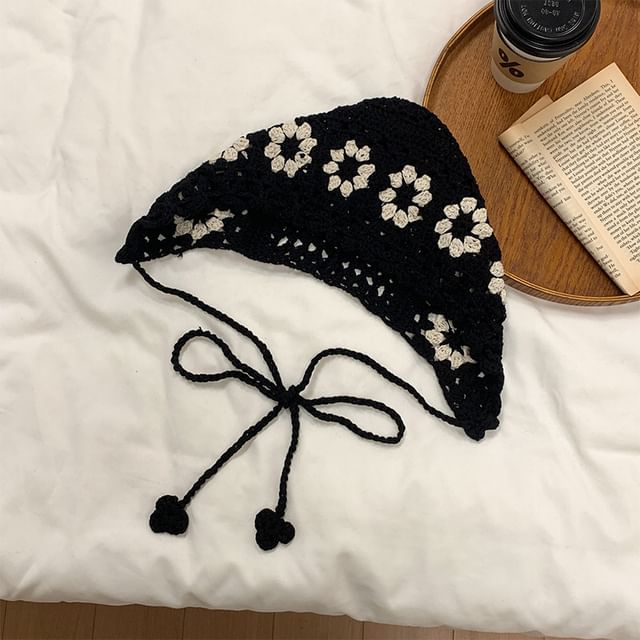 Floral Hat Crochet Bonnet Knit
