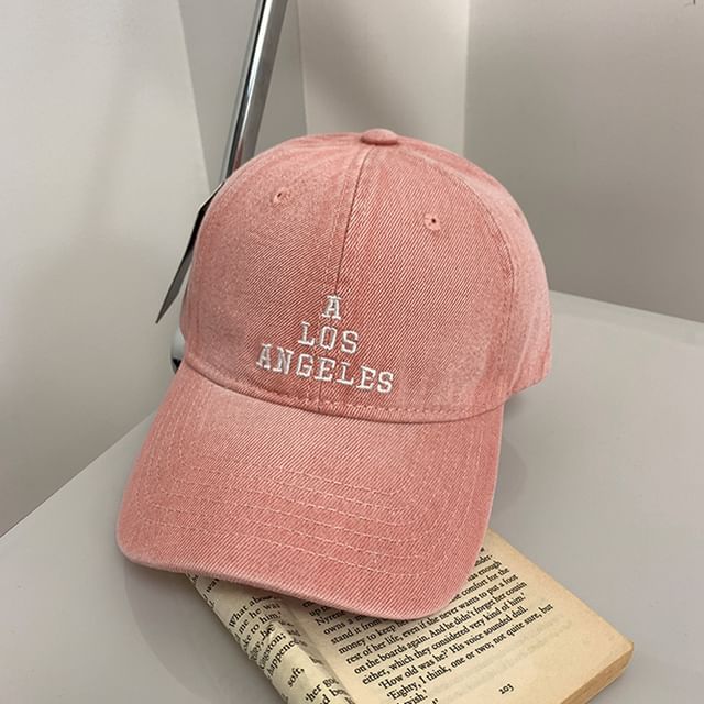 Lettering Washed Denim Baseball Cap Embroidered