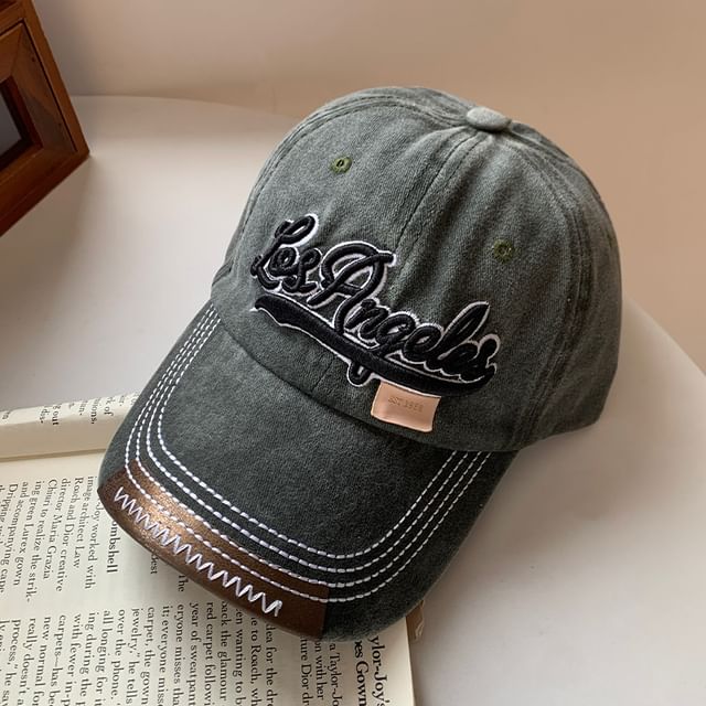 Washed Baseball Lettering Cap Embroidered