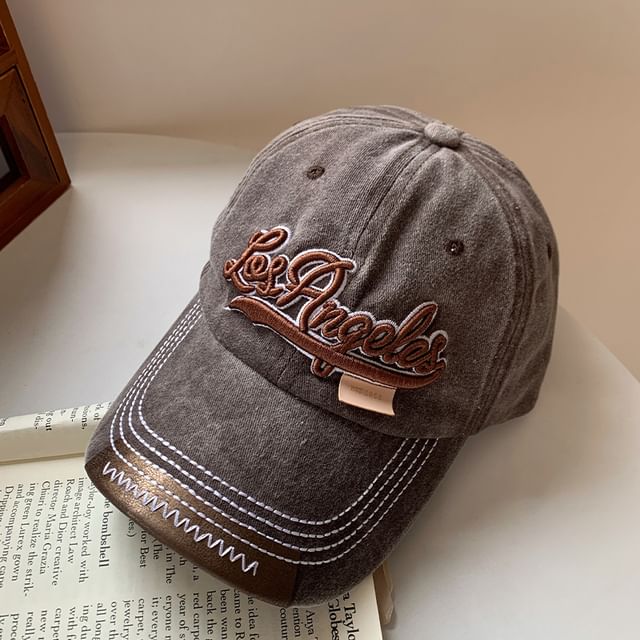 Washed Baseball Lettering Cap Embroidered