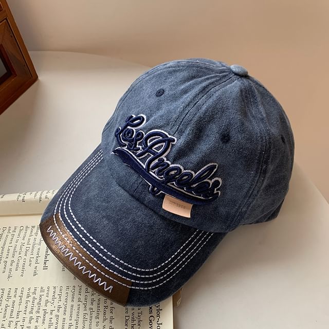 Washed Baseball Lettering Cap Embroidered