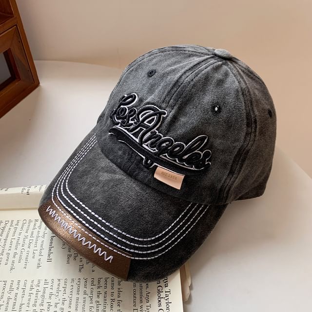 Washed Baseball Lettering Cap Embroidered
