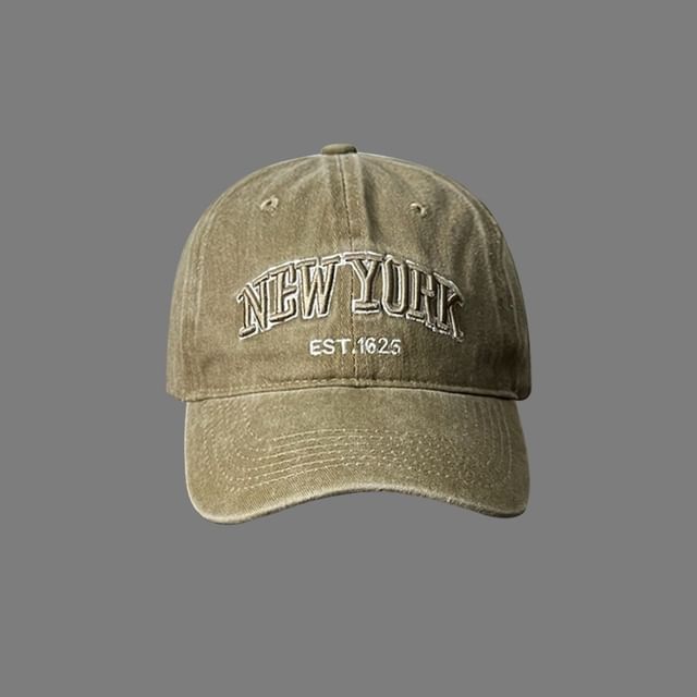 Lettering Baseball Cap Washed Embroidered